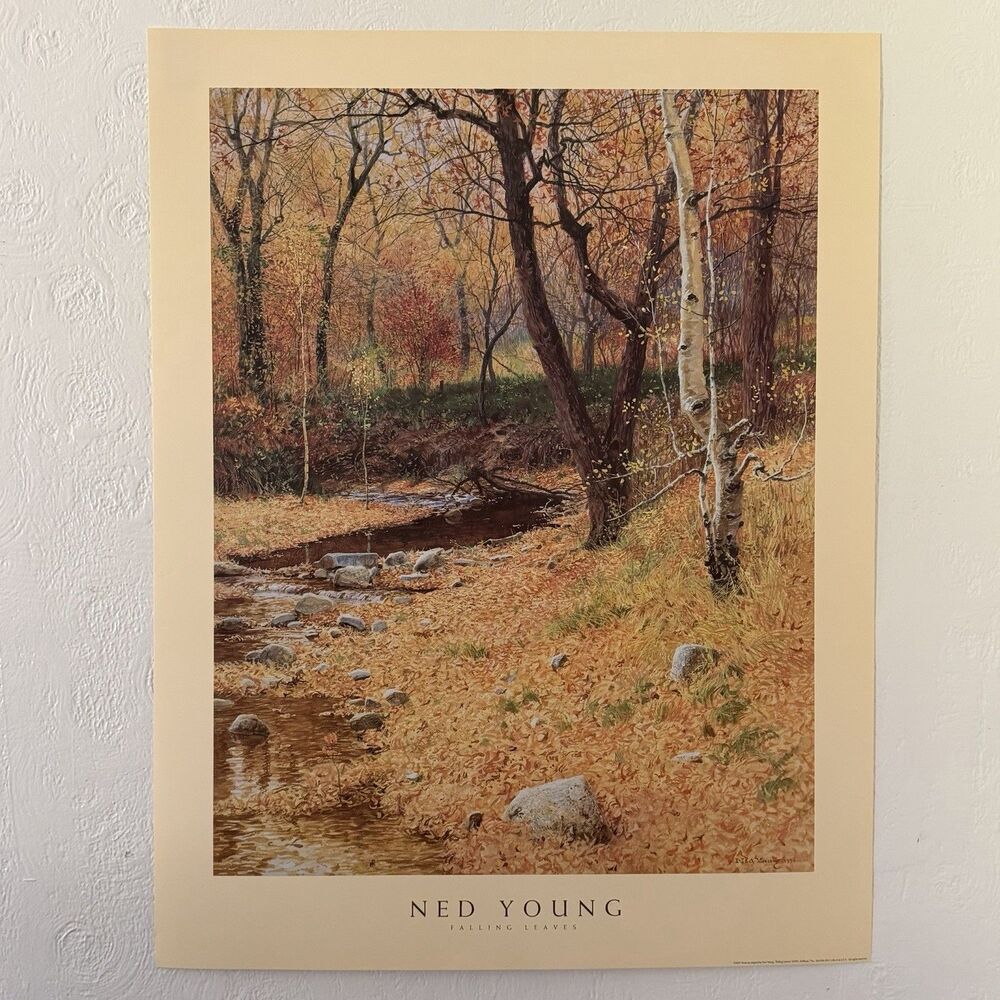 Ned Young Falling Leaves Offset Lithograph Artbeats Print 1991 31x24”